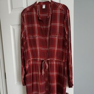 Red plaid shirt dress
